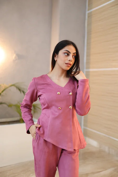 Rosegold Suede Coord Set